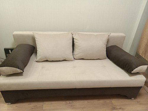 Диван Тарис-2 микровельвет коралловый / коричневый фото покупателя 1