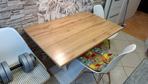 Деревянный стол Барон О 160 х 90 белая пленка шагрень / черный фото покупателя 13