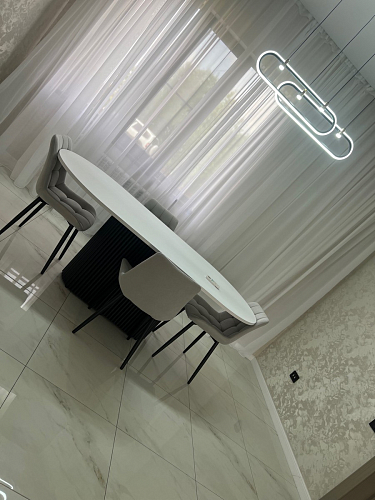 Деревянный стол Барон О 200 х 90 белая пленка шагрень / черный фото покупателя 61