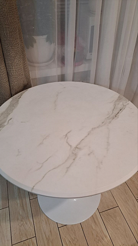 Стол Тулип 90х73 дуб вотан / белый  - Уцененный экземпляр фото покупателя 70