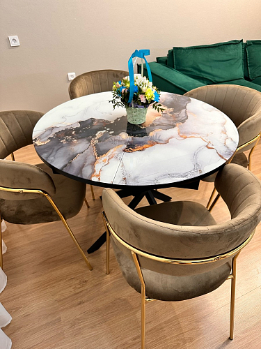 Стул на металлокаркасе Kamelia зеленый / золото фото покупателя 33