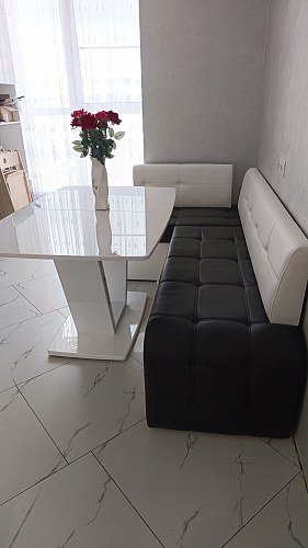 Кухонный диван Сафира угловой экокожа белый левый фото покупателя 2