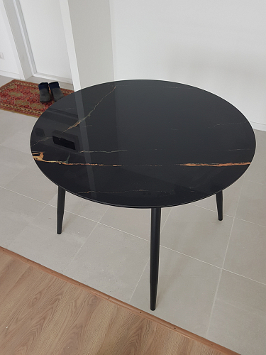 Стеклянный стол Анселм обсидиан / черный фото покупателя 4