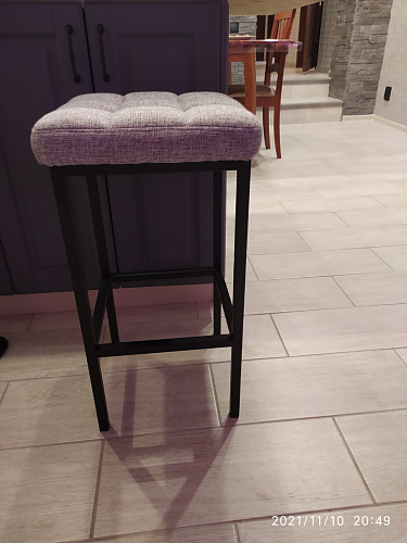 Барный стул Лофт кожзам темно-серый / черный матовый фото покупателя 238