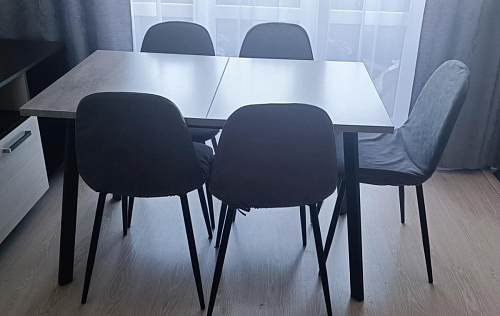 Деревянный стол Колон Лофт 120(160) х 75 черный матовый / бетон фото покупателя 71