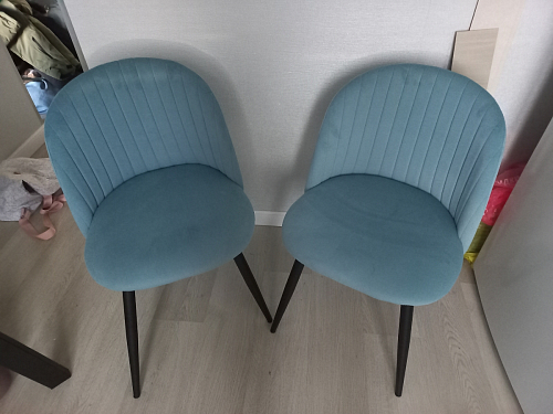 Стул на металлокаркасе Gabi 1 light blue / black / gold фото покупателя 401