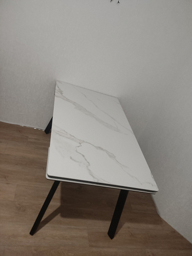 Керамический стол Норман 140(200)х80х75 белый мрамор alpin white / черный фото покупателя 15