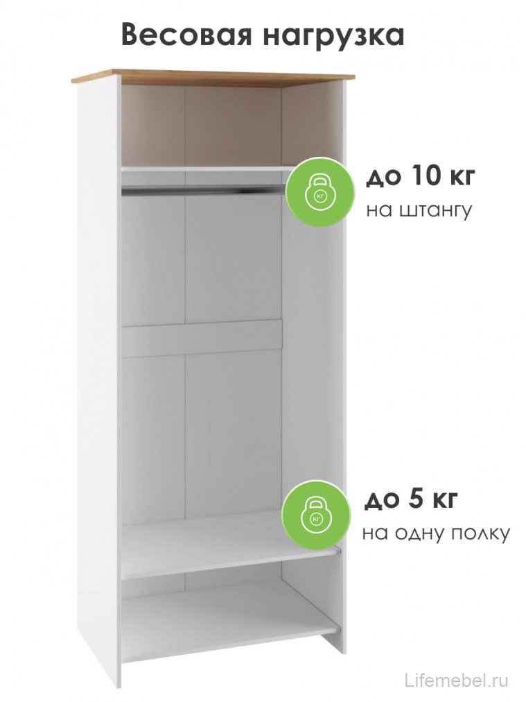 Шкаф Теодора 2Д белый / крафт золотой