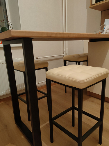 Барный стул Лофт ткань канди крем / черный матовый фото покупателя 61