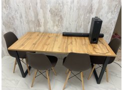 Деревянный стол Лота Лофт 120(160)х75 черный матовый / бетон светлый фото покупателя 132