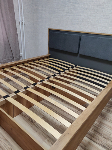 Двуспальная кровать Клауд 160х200 парящая дуб крафт золотой / антрацит фото покупателя 499