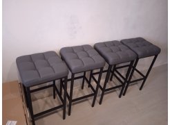 Барный стул Лофт кожзам темно-серый / черный матовый фото покупателя 307