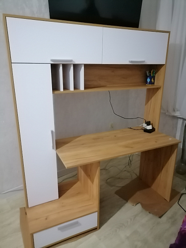 Письменный стол Лайт 03.243 дуб золотой (craft) / белый премиум фото покупателя 48