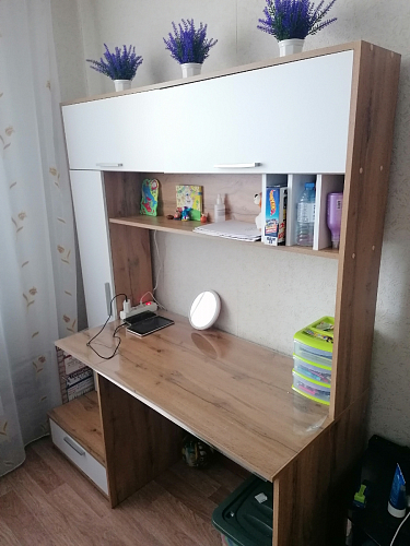 Письменный стол Лайт 03.243 дуб золотой (craft) / белый премиум фото покупателя 84