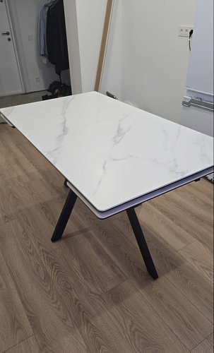 Керамический стол Вилли 140(200)х80 белый мрамор snow white / черный фото покупателя 51