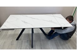 Керамический стол Вилли 140 (200) х 80 белый мрамор alpin white / snow white / белый фото покупателя 60