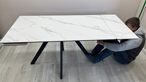 Керамический стол Вилли 140(200)х80 белый мрамор snow white / черный фото покупателя 60