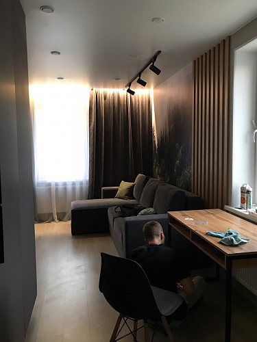 Письменный стол Леон Лофт черный матовый / дуб вотан фото покупателя 47