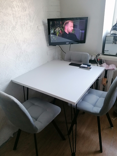 Стул на металлокаркасе Чилли К светло-серый велюр / черный каркас фото покупателя 787