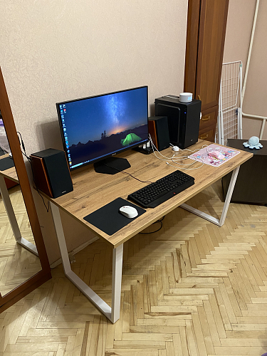 Деревянный стол Лота Лофт 140х80 черный матовый / бетон светлый фото покупателя 1009