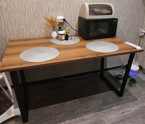 Стол Лота Лофт 140 25 мм черный матовый / бетон фото покупателя 2