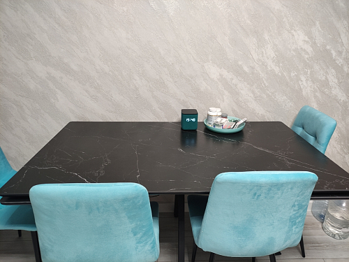 Керамический стол Вилли 140(200)х80 белый мрамор snow white / черный фото покупателя 78