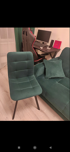 Стул на металлокаркасе Чилли К светло-серый велюр / черный каркас фото покупателя 967