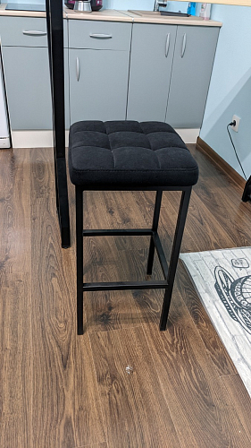 Барный стул Лофт кожзам темно-серый / черный матовый фото покупателя 85