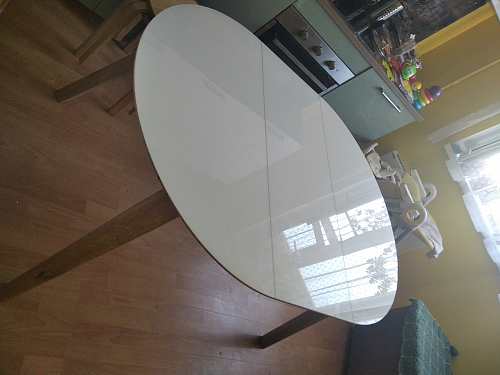 Стеклянный стол Семвэлл белый / дуб монтана фото покупателя 4