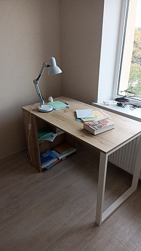 Письменный стол Битти Лофт 116х60х75 дуб вотан / белый матовый фото покупателя 89