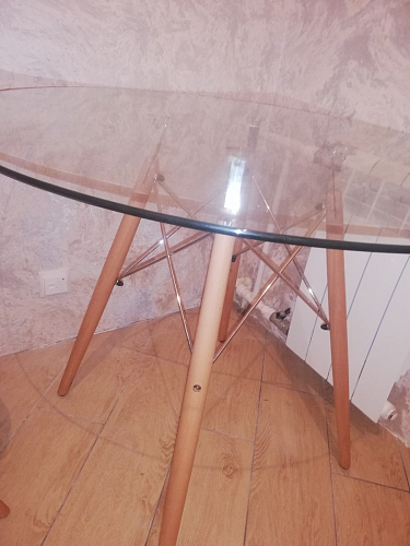 Стеклянный стол PT-151 80х80х76 clear glass / wood фото покупателя 28