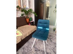 Стул на металлокаркасе Чилли синяя ткань / белый фото покупателя 485