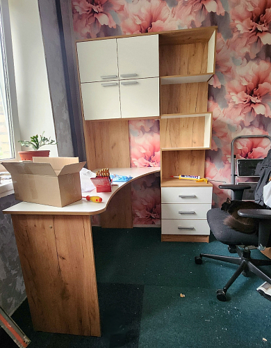 Компьютерный стол Ганор правый дуб вотан / белый фото покупателя 8