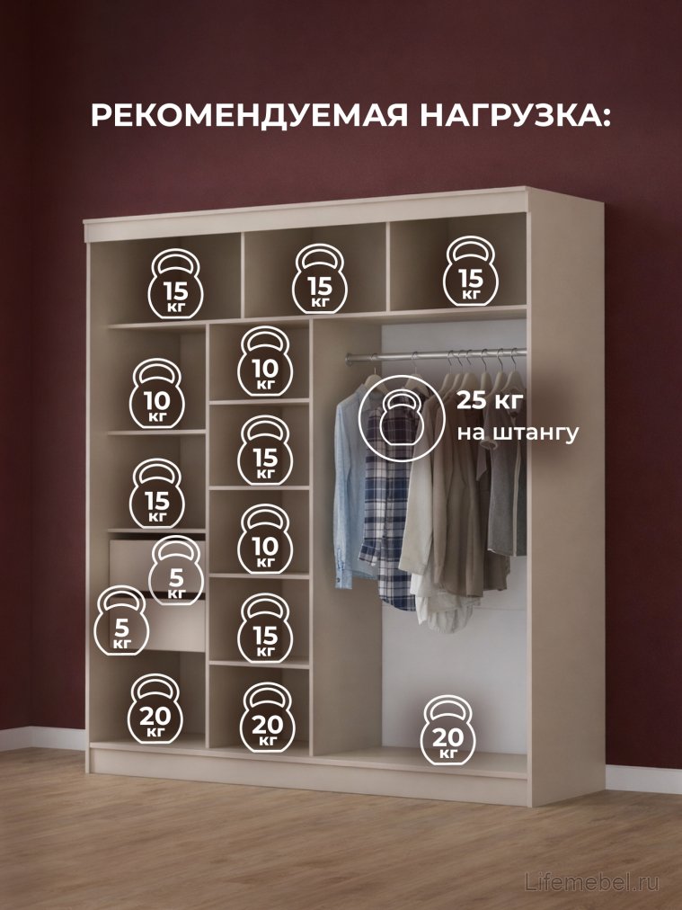 Шкаф-купе Айвор 2,0 м кашемир