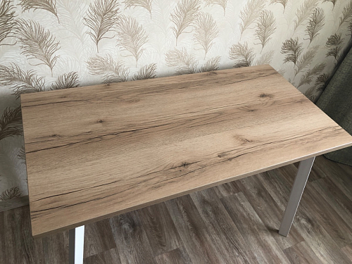 Стеклянный стол Фостер 120(160)х120х76 белый мрамор / черный фото покупателя 55