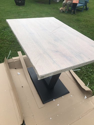 Стол на тумбе Мичиган Лофт 110х70 25 мм дуб вотан / черный матовый фото покупателя 4