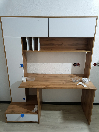 Письменный стол Лайт 03.243 дуб золотой (craft) / белый премиум фото покупателя 57