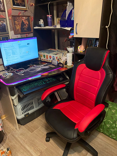 Компьютерное кресло Kadis темно-красное / черное фото покупателя 21