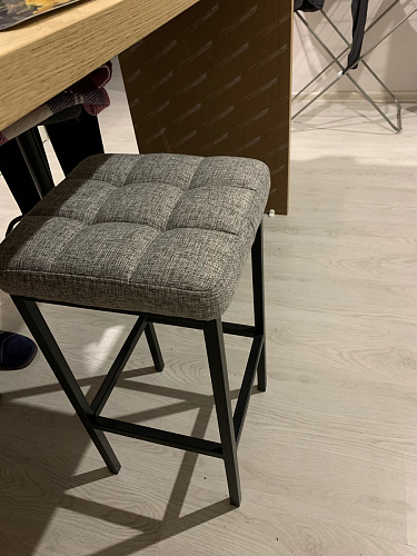 Барный стул Лофт кожзам темно-серый / черный матовый фото покупателя 184