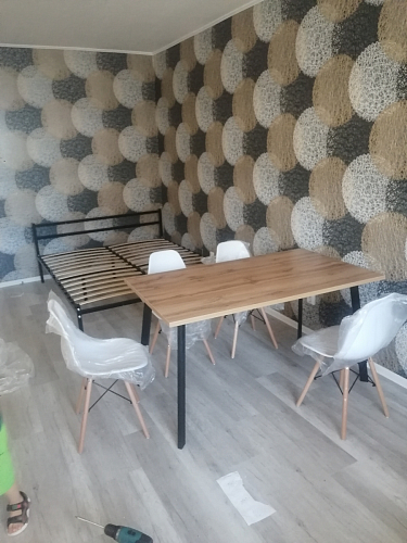 Стол Тринити Лофт 120 32 мм дуб галифакс табако / черный матовый фото покупателя 25