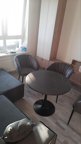 Стол Тулип 80х73 мрамор черный / белый фото покупателя 6