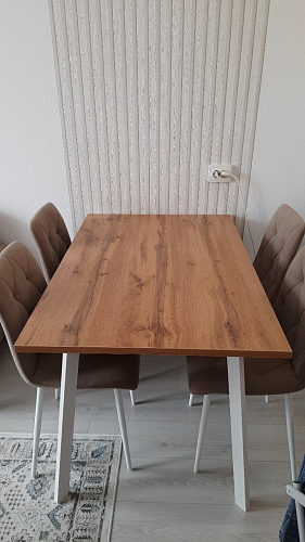 Стол Тринити Лофт 120 32 мм дуб галифакс табако / черный матовый фото покупателя 241