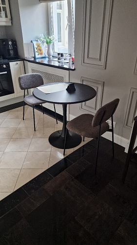 Стол Тулип 80х73 мрамор черный / белый фото покупателя 60