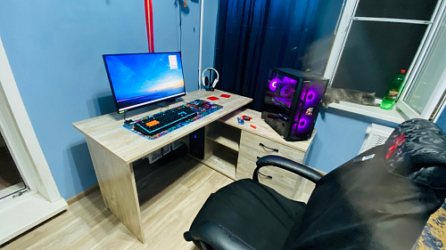 Компьютерный стол КСТ-109П правый дуб сонома / белый фото покупателя 8