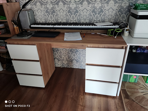 Письменный стол Элла ПС 02 серый графит 0162 / дуб крафт золото фото покупателя 16