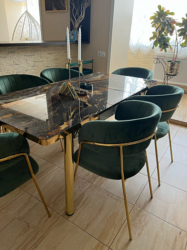 Стул на металлокаркасе Kamelia зеленый / золото фото покупателя 65