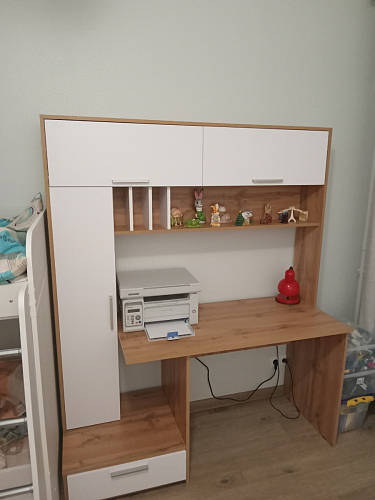 Письменный стол Лайт 03.243 дуб золотой (craft) / белый премиум фото покупателя 183