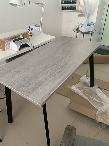 Стол Тринити Лофт 120 32 мм дуб галифакс табако / черный матовый фото покупателя 97