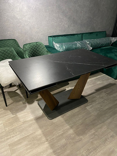 Керамический стол Кели 140(200)х80х76 серый мрамор / черный фото покупателя 1