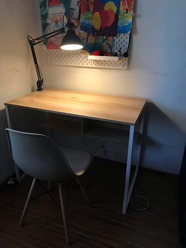 Письменный стол Клер Лофт дуб делано светлый / белый матовый фото покупателя 26